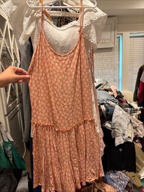 wild fable Peach Floral Tiered Mini Dress